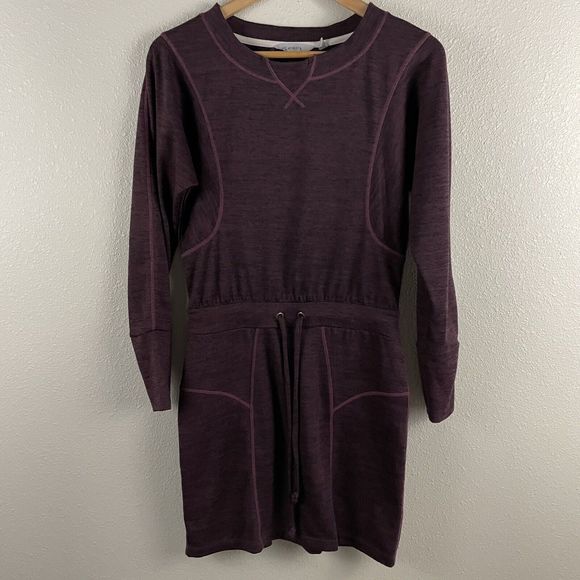 Athleta Womens XXS Purple Give It Your All Long Sleeve Drawstring Sweater Dress - Picture 1 of 5